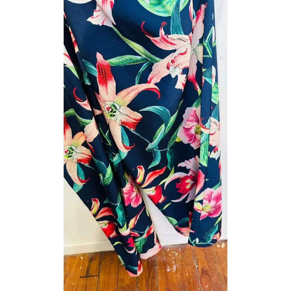 PATBO Navy Blue Floral Halter Neck Center Cut-Out Wide Leg Laelia Jumpsuit US 0 - Picture 9 of 16